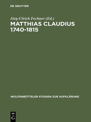 cover image of Matthias Claudius 1740-1815
